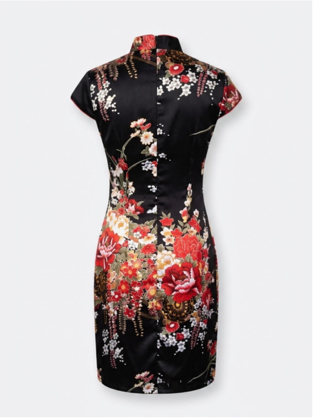 Laogudai Floral Cheongsam Qipao Dress Size S Black Red - Picture 3 of 3